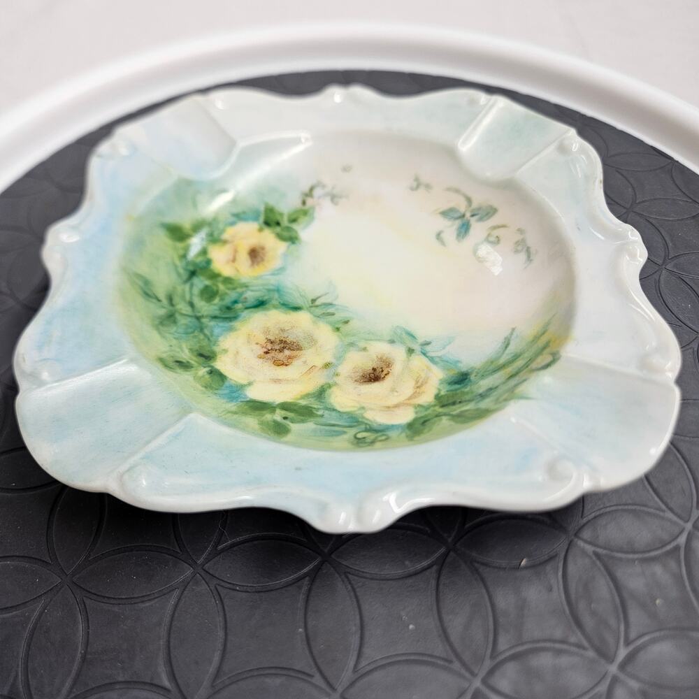 Vintage Yellow Rose Candy Dish, Trinket Dish